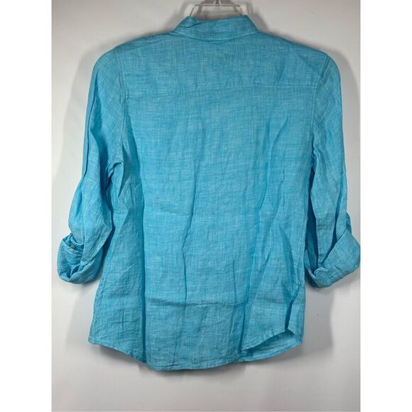 B3 - Talbots 100% Linen Roll Tab Sleeve Size Small NWOT - Picture 5 of 7